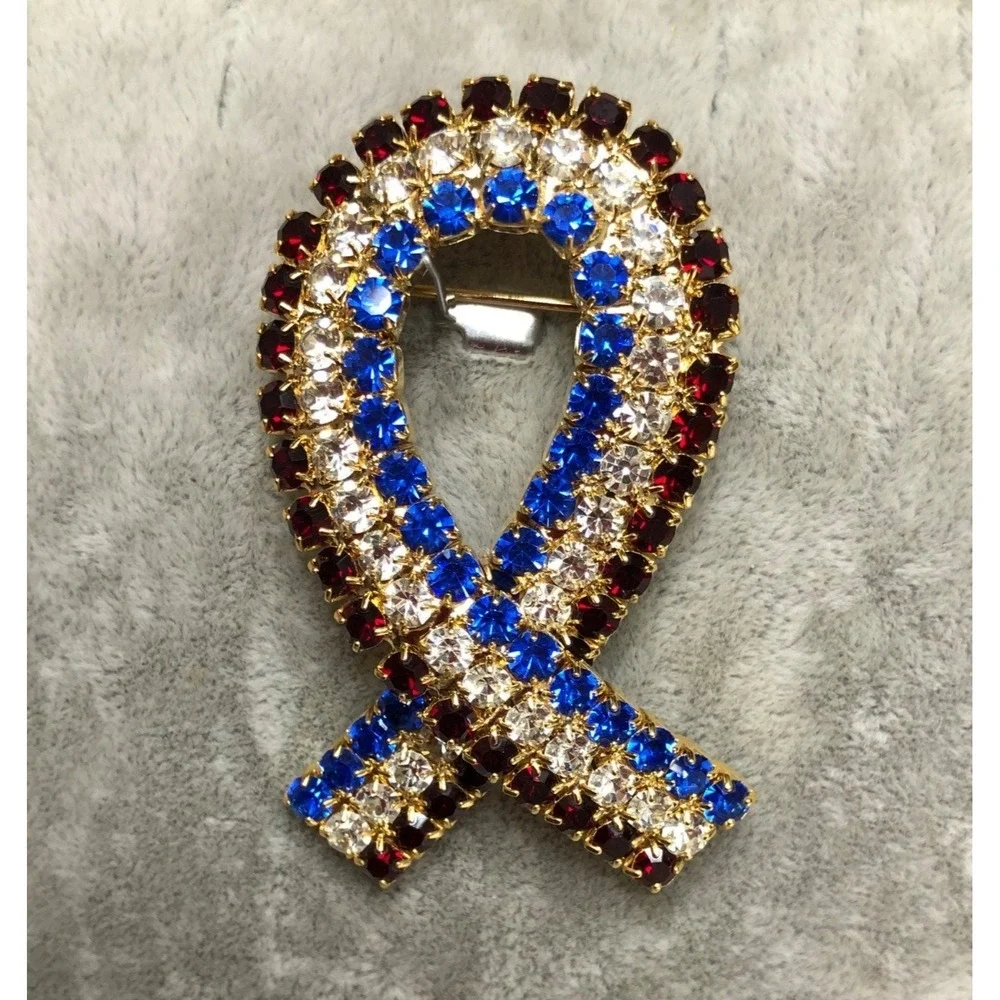 Rhinestone USA Ribbon Pin - Fourth of July  - NWB